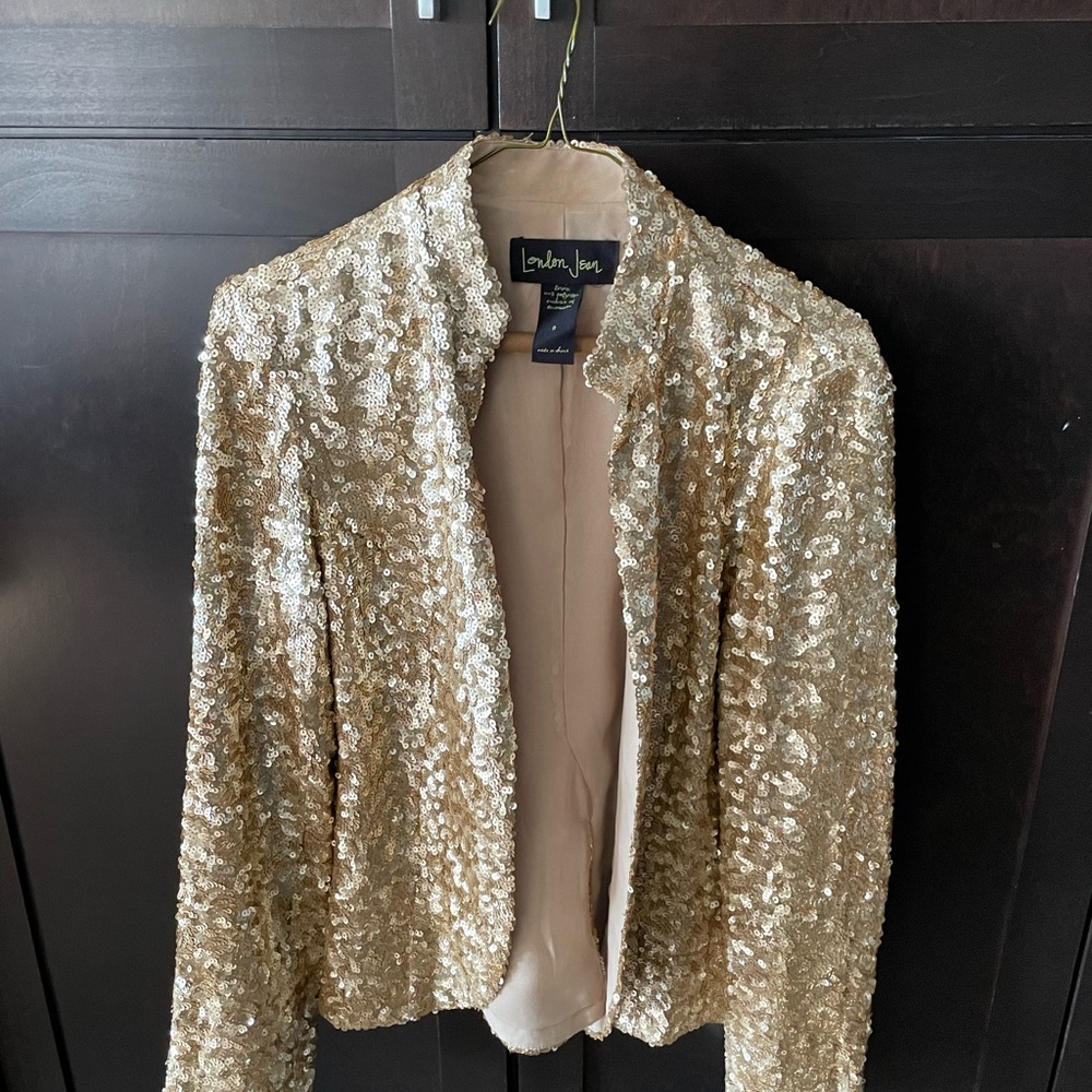 Gold Sequin Jacket, size 8.